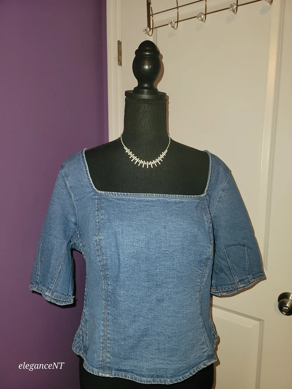 Old Navy Square-Neck Denim Cropped Top Sz: XL NWT - Picture 7 of 7